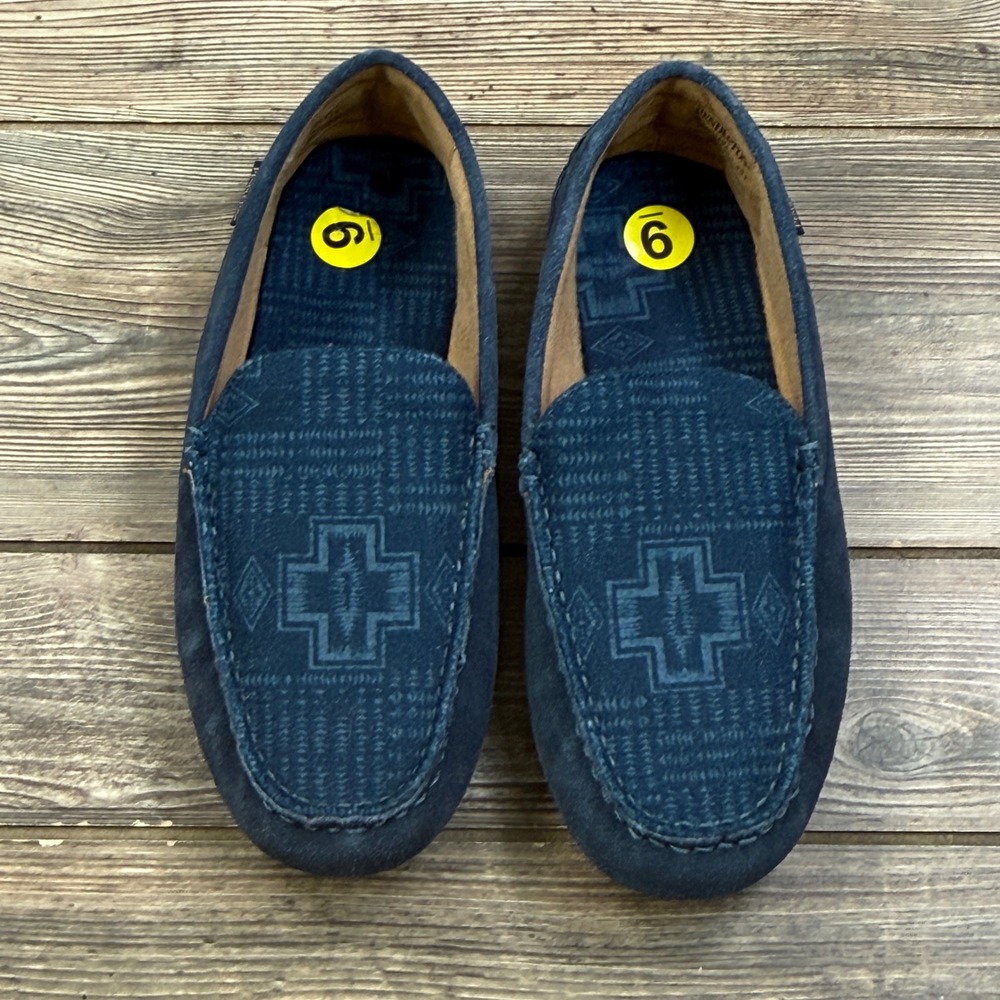 Pendleton Mens Size 9 Harding Slipper Blue Suede Southwestern Driver Loafers NEW - Picture 2 of 6
